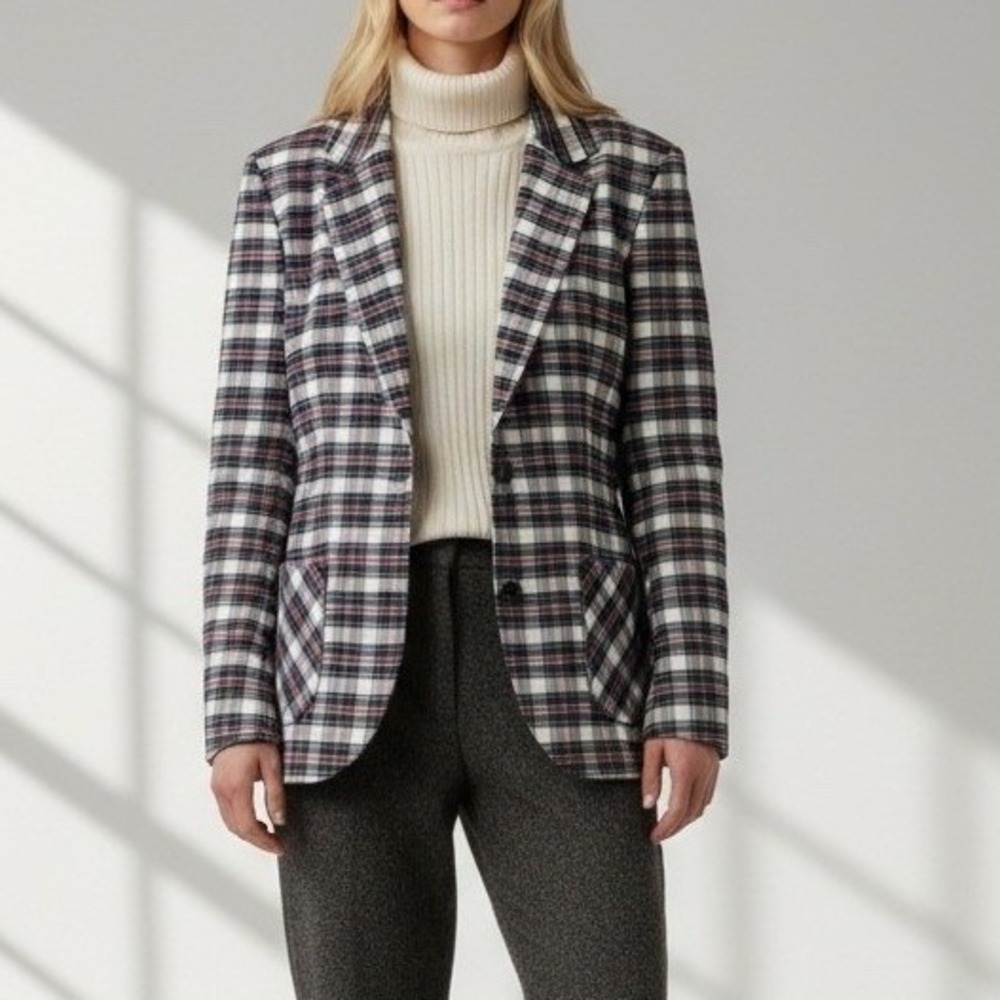 Vintage Plaid Blazer‎ L* Cotton/Poly Dark Academia Clueless 90s PreppyRetro